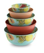 Member&#39;s Mark ~ Ten (10) Piece Melamine ~ Nesting Bowl Set ~ SUMMER FRUI... - $1,106.26 MXN