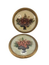 Vintage Hand-Made Dried Flowers Wall Art Metal Domed Bubble Glass  - £25.96 GBP