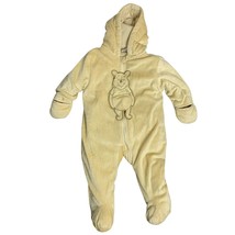 Disney Winnie the Pooh Plush Hooded One Piece 18m Tan Zip Lined Embroidered - $23.17