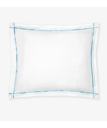 Sferra Tratto White Standard Sham Double Blue Satin Stitch Embroidery It... - $1,395.78 MXN
