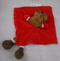 Baby Starters Red Reindeer Rattle Lovey Plush Security Blanket 11&quot; Stuffed toy - $8.95