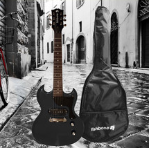 fishbone SG Jr. Black 32.5&quot; 3/4 Size Electric Guitar+Gig Bag,Cable,Strap Travel - £87.83 GBP