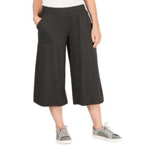 allbrand365 designer Womens Activewear Wide Leg Cropped Pants,Charcoal H... - $49.01