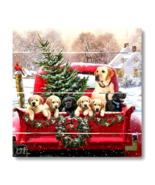 Puppies Holiday Special Delivery wood Pallet Art Print - $39.49 CAD