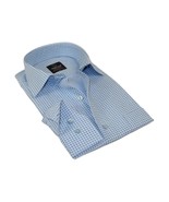 Men&#39;s Sports Shirt MARCUZZI Turkey 100% Soft Cotton Marc6 Blue Diamond Dots - $82.18 CAD