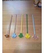 Vintage Hand Blown Glass Drink Stirrer Swizzle Sticks Shirts Hat MCM Set... - $25.95