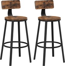 Vasagle Bar Stools Set Of 2, Counter Stools, Bar Chairs With Backrest, S... - $129.94