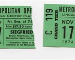 Siegfried Ticket Stubs Metropolitan Opera 1972 Birgit Nilsson Jess Thomas - £14.46 GBP