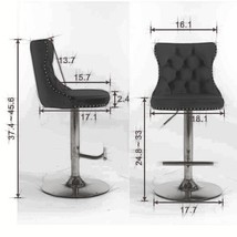 Modern Upholstered Bar Stools With Backs - Beige Set Of 2 - £150.72 GBP