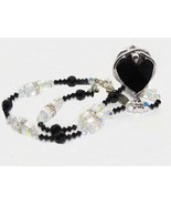 Swarovski Element Ladies Heart Pendant Necklace Jet-Black 18&quot; - £75.47 GBP