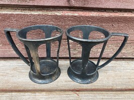 VTG PAIR LILY SILVER 3.5&quot; SODA FOUNTAIN ICE CREAM SUNDAE CUP HOLDERS - £15.75 GBP