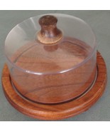 Nice Gently Used Wooden Cheese Plate &amp; Plastic Cover - VGC - GREAT FOR S... - $36.66 CAD