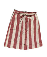 a.n.a Red White Stripe Button Front Linen Blend A-Line Skirt Tie Belt Po... - $27.06 CAD
