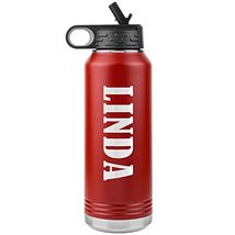 Linda v02 - 32oz Insulated Water Bottle - Red - £33.77 GBP