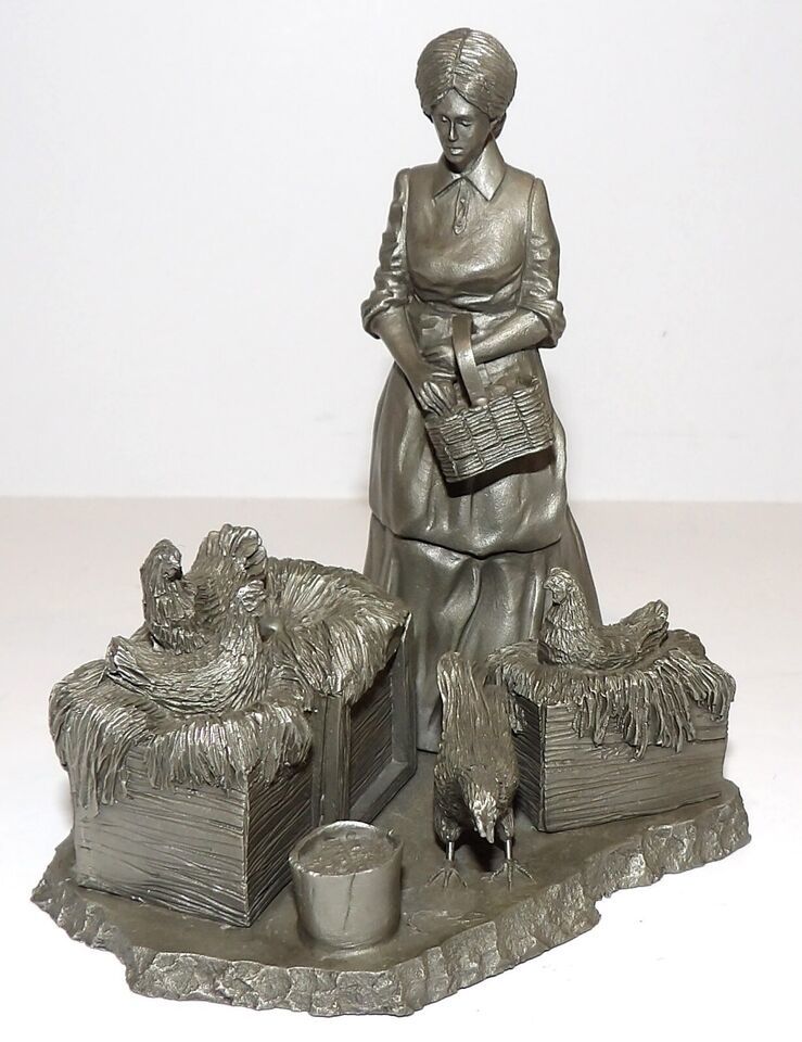 WONDERFUL 1978 FRANKLIN MINT PEWTER THE FARMERS WIFE RON HINOTE SCULPTURE - $26.13