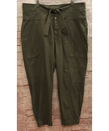 Bar III  Womens 2X Tie-Front Tapered Leg Pant Olive Green Twill High Wai... - £38.32 GBP