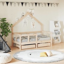Kids Bed Frame with Drawers 70x140 cm Solid Wood Pine - £84.35 GBP