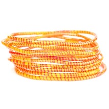 10 Orange with Red Recycled Flip Flop Bracelets Hand Made in Mali, West Africa - £5.26 GBP