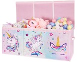 Unicorn Toy Box Chest  Large Toy Chest Organizer With Flip-Top Lid Colla... - $76.94