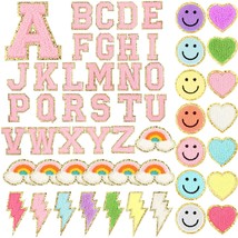 54 Pcs Self Adhesive Chenille Letters Patches Glitter Rainbow Chenille Patches P - £38.26 GBP
