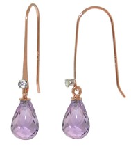 Galaxy Gold GG 14k Rose Gold Fish Hook Earrings with Diamonds and Amethysts - $3,902.30 MXN