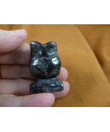 Y-BIR-OW-585) Black Hematite OWL BIRD gemstone STONE figurine OWLS birds... - $372.45 MXN