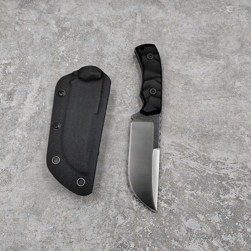 EDC Fixed Blade Knife 440 Blade Black G10 Handle Hunting K sheath Camp S... - $66.33
