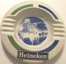 Henry W. King &amp; Co. England Vintage Heineken White Round Ceramic Ashtray 9.5&quot; - £41.75 GBP