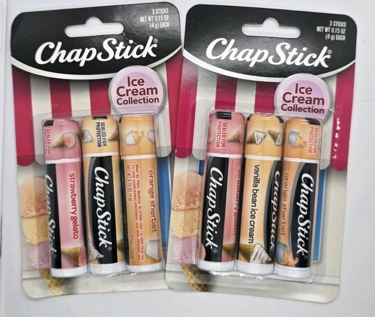 Lot Of 6 Chapstick Lip Balm Ice Cream Collection Strawberry Vanilla Orange  - $14.15