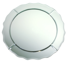 13&quot; American Atelier Jay Import Mirror Glass Round Scallop Edge Charger Plate - £19.66 GBP