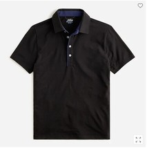J Crew Men Black Polo Shirt XL Short Sleeve Jersey Cotton Chests Patch P... - $39.99