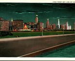 Vtg Cartolina 1930s Chicago Illinois Il Lago Anteriore Skyline Notte Scene - £4.06 GBP