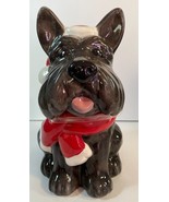 Black Scottie Dog Cookie Jar w/ Santa Hat, Ceramic, 12" - Holiday Christ... - $49.95