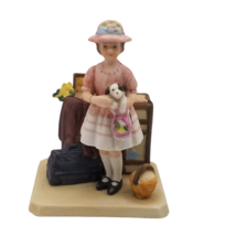 Norman Rockwell Figurine Vacation&#39;s Over Norman Rockwell Museum 1985 Girl Puppy - £15.68 GBP