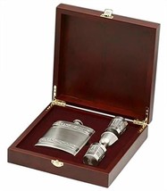 Irish 8oz Hip Flask and Shot Glasses Gift Set in a Wooden Presentation K... - £78.85 GBP