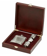Irish 8oz Hip Flask and Shot Glasses Gift Set in a Wooden Presentation K... - £78.67 GBP