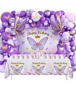 107 Pcs Purple Butterfly Birthday Decoration Set Indoor Outdoor Party - $256.86 MXN