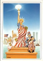 Statue of Liberty Pregnant Uncle Sam Feeding Baby Artist Tealdi Postcard SL - £13.36 GBP