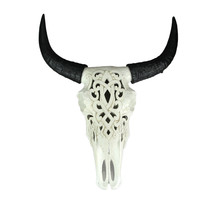 Tribal Steer Skull Cut-Out Design Wall Hanging 19 Inches High - £62.47 GBP