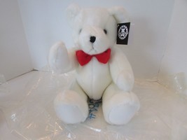 Case of 8 Russ Berrie Stuffed Bears Poseable 16&quot; White w/Red Bowtie New - £30.07 GBP
