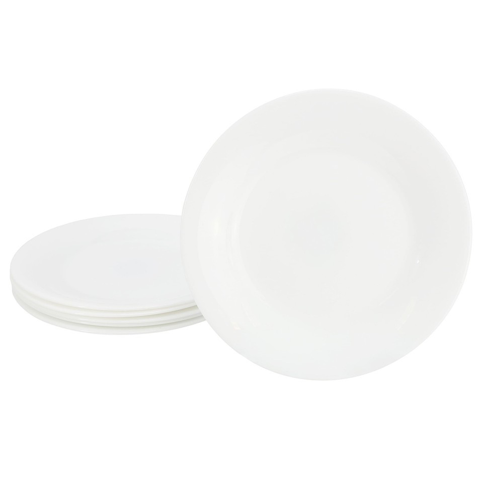 Gibson Ultra White Shadow 6 Piece 7 Inch Opal Glass Dessert Plate Set in... - $42.09