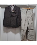 VTG 70s Boys 4pc Brown Fleck Suit Jacket Clip Tie Gray Pants Belt JCP Sz 5T - $54.20
