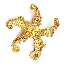 Vintage Starfish Brooch Pin Sea Life Ocean Beach Textured Nautical Gold ... - £6.95 GBP