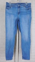 OLD NAVY Rockstar Super Skinny Blue Jeans Medium Wash Mid Rise Womens 18 Tall - $19.79