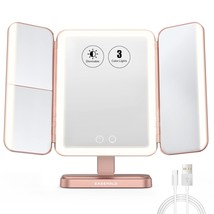 Easehold Lighted Makeup Mirror, 5000 Mah Rechargeable, 1X/2X/3X/10X, Rose Gold - £63.59 GBP