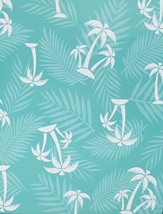 Peva Vinyl Kitchen Tablecloth, 52x52&quot; Square, White Palm Trees On Aqua, Bl - £11.86 GBP