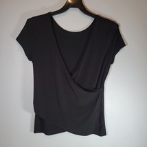 Maurices Womens Shirt Medium Cross Over Blouse Black  - $11.97