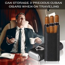 COOL KNIGHT Leather Cigar Case - Cedar Wood Lining Travel Humidors for Cigars - - £26.36 GBP