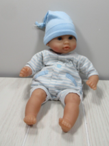 Corolle baby doll 12" bebe soft blue white striped pjs sleep eyes hat pacifier - $19.79