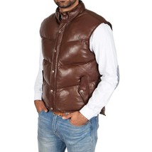 Leather Jacket Vest Biker Motorcycle Vintage Men Coat Mens Retro Moto Br... - £26.74 GBP+